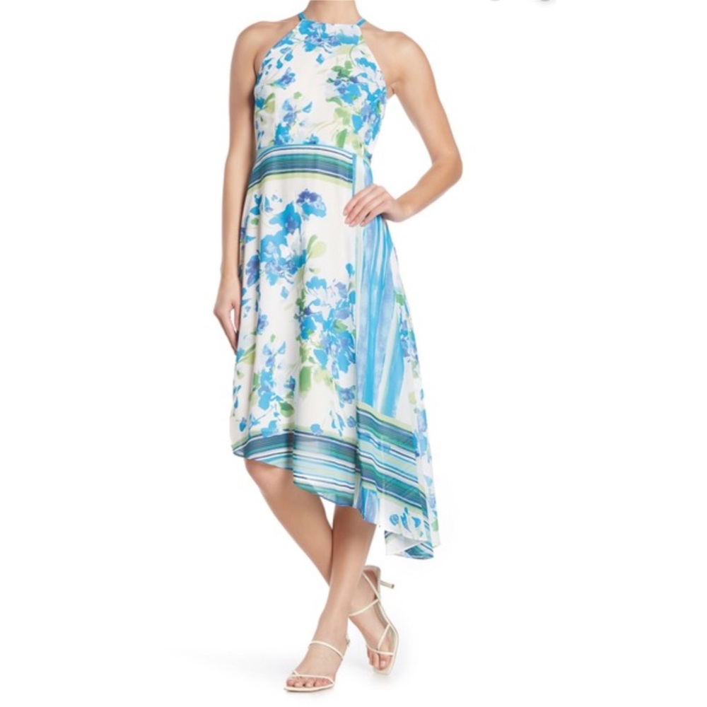 Donna Morgan Floral Stripe Chiffon Dress BNWT!